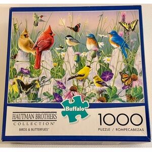 Buffalo Hautman Brothers Birds & Butterflies 1000 Piece Puzzle Complete w Poster
